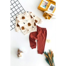 Derin Bebe Neşeli Bebekler Filli Desen Iki Iplik Kumaş Mevsmlik Takım Kiremit