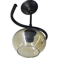 Mutu Ticaret Fuji Siyah Tekli Bal Yatsı Camlı Avize | Kaliteli Modern Metal Avize