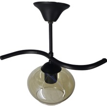 Mutu Ticaret Fuji Siyah Tekli Bal Yatsı Camlı Avize | Kaliteli Modern Metal Avize