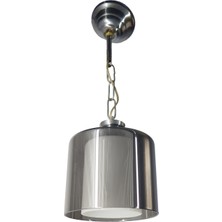 Mutu Ticaret Askı Krom Tekli Füme + Beyaz Camlı Avize | Kaliteli Modern Metal Avize