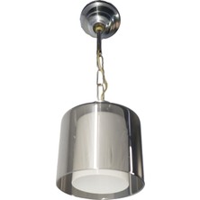 Mutu Ticaret Askı Krom Tekli Füme + Beyaz Camlı Avize | Kaliteli Modern Metal Avize