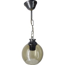 Mutu Ticaret Askı Krom Tekli Bal Camlı Avize | Kaliteli Modern Metal Avize