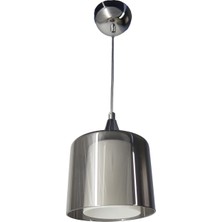 Mutu Ticaret Huni Krom Tekli Füme + Beyaz Camlı Avize | Kaliteli Modern Metal Avize