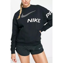 Nike Dri-Fit Get Fit French Terry Graphic Bol Kesim Siyah Kadın Sweatshrit