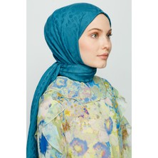 Valor Scarf Petrol Mavi Bloom Desen Şal