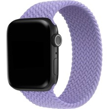 Megafox Teknoloji Apple Watch 2/3/Ultra Uyumlu Kordon Large Solo Hasır Örgü Kayış, Lila