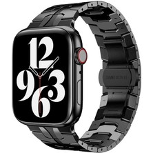 Megafox Teknoloji Apple Watch 2/3/42-44- Uyumlu Kordon Paslanmaz Çelik Luxury Tasarım Kayış, Siyah