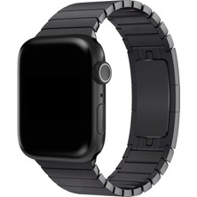 Megafox Teknoloji Apple Watch 2/3/42-44-Uyumlu Kordon Paslanmaz Çelik Klipsli Luxury Kayış, Siyah