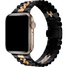 Megafox Teknoloji Apple Watch 2/3/4/5/6/7/8/se 38-40-Uyumlu Kordon Paslanmaz Metal Klipsli Rolex Kayış, Siyah-Rose