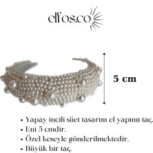 Elfos.Co Ivory Elfosco Atelier Incili Tasarım El Yapımı Taç Doğum Günü & Gelin & Nişan & Söz & Özel Günler