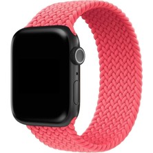 Megafox Teknoloji Apple Watch 2/3/Ultra Uyumlu Kordon Small Solo Hasır Örgü Kayış, Pembe