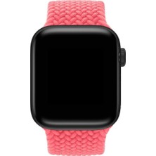 Megafox Teknoloji Apple Watch 2/3/Ultra Uyumlu Kordon Small Solo Hasır Örgü Kayış, Pembe