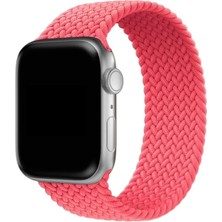 Megafox Teknoloji Apple Watch 2/3/Ultra Uyumlu Kordon Small Solo Hasır Örgü Kayış, Pembe