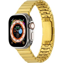 Megafox Teknoloji Apple Watch 2/3/4/5/6/7/8 Se 38-40-Uyumlu Kordon Paslanmaz Çelik Klipsli Kayış, Gold