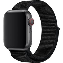 Megafox Teknoloji Apple Watch 3/4/5/6/7/8/9/se Ultra Uyumlu Kordon Hasır Örgü Spor Loop Kayış, Siyah - gr