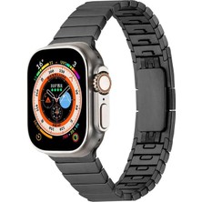 Megafox Teknoloji Apple Watch 3/Ultra Uyumlu Kordon Paslanmaz Çelik Klipsli Kayış, Siyah
