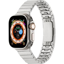 Megafox Teknoloji Apple Watch 3/Ultra Uyumlu Kordon Paslanmaz Çelik Klipsli Kayış, Gümüş