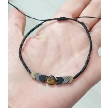 Funny Takı Mat Hematit ve Daire Kesim Kaplangözü Doğaltaşlı Minik Küp Miyuki Unisex Bileklik