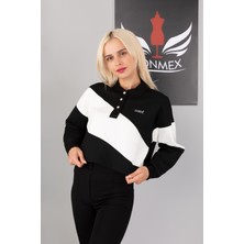 Polo Yaka Sweatshirt Yumuşak Dokulu Gramajlı Çelik Interlok Kumaş Oversize Kalıp