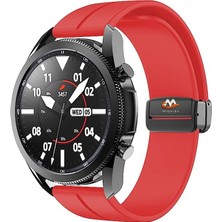 Megafox Teknoloji Huawei Gt2 / Gt2 Pro Uyumlu Kordon Silikon Magnetik Tokalı Spor Kayış, Kırmızı