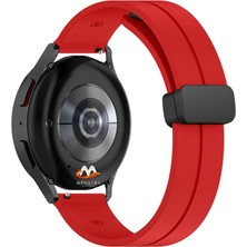 Megafox Teknoloji Huawei Gt2 / Gt2 Pro Uyumlu Kordon Silikon Magnetik Tokalı Spor Kayış, Kırmızı
