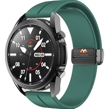 Megafox Teknoloji Huawei Gt2 / Gt2 Pro Uyumlu Kordon Silikon Magnetik Tokalı Spor Kayış, Koyu Yeşil