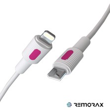 Remorax Coral iPhone Uyumlu Power Delivery Type C-Lightning 120 Cm 27 Watt PD Fuşya-Beyaz