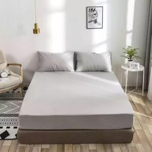 Lila Moon Gri Renkli Pamuklu Ranforce Kumaştan Tek / Çift Kişilik Fitted Lastikli Çarşaf Takımı