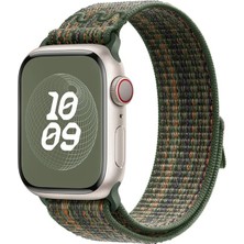 Megafox Teknoloji Apple Watch 2/3/Ultra Uyumlu Kordon Hasır Örgü Spor Nike Kayış, Koyu Yeş