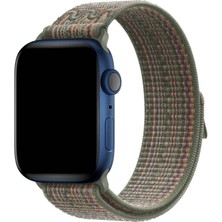 Megafox Teknoloji Apple Watch 2/3/Ultra Uyumlu Kordon Hasır Örgü Spor Nike Kayış, Koyu Yeş