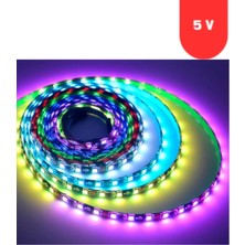 Msv Teknoloji 5 Volt 60 LED Ws 2812B Argb Animasyonlu Pixel Magic Kayar LED Ip 20 Iç Mekan 5 Metre