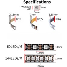 Msv Teknoloji 5 Volt 60 LED Ws 2812B Argb Animasyonlu Pixel Magic Kayar LED Ip 20 Iç Mekan 5 Metre