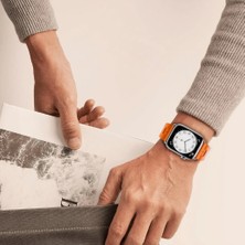 Megafox Teknoloji Apple Watch Seri 3/42-44- Uyumlu Kordon Silikon Metal Pimli Tokalı Kayış, Koyu Kır