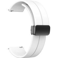 Megafox Teknoloji Huawei Gt2 / Gt2 Pro Uyumlu Kordon Silikon Magnetik Tokalı Spor Kayış, Beyaz