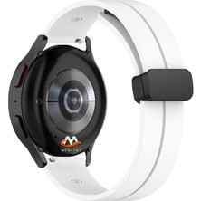 Megafox Teknoloji Huawei Gt2 / Gt2 Pro Uyumlu Kordon Silikon Magnetik Tokalı Spor Kayış, Beyaz