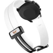 Megafox Teknoloji Huawei Gt2 / Gt2 Pro Uyumlu Kordon Silikon Magnetik Tokalı Spor Kayış, Beyaz