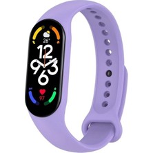 Megafox Teknoloji Xiaomi Mi Band 5 / Mi Band 6 / Mi Band 7 Uyumlu Kordon Silikon Ayarlanabilir Spor Bileklik, Lila