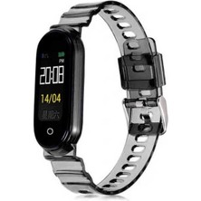 Megafox Teknoloji Xiaomi Mi Band 5 / Mi Band 6 Uyumlu Kordon Silikon Transparan Şeffaf Renkli Spor Bileklik, Siyah