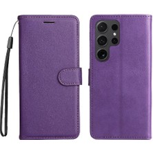 YH Market Kart Yuvası Klasik Düz Renk ile Samsung Galaxy S24 Ultra Için Flip Case (Yurt Dışından)