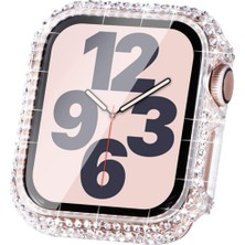 Megafox Teknoloji Apple Watch Uyumlu Ekran Koruyucu & Kasa Korumalı Taşlı Luxury Şık Tasarım Koruyucu, Renksiz