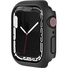 Apple Watch  Uyumlu Kasa ve Ekran Koruyucu Sert Silikon Renkli 360 Sert Pc Klasik Gard 01, Siyah