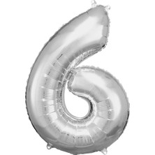 Ürün Limanı 6 Rakamı 36 cm Gümüş Folyo Balon