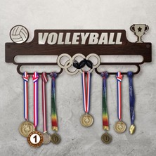 Clever Toys Voleybol Madalya Askısı / Volleyball Sporcu Ödül Duvar Askılı Madalyalık Kahverengi Madalya Tutucu