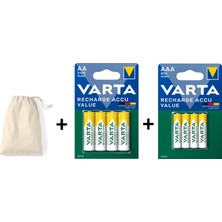 Varta Şarj Edilebilir Value 4X2100MAH Aa KALEM+4X800MAH Aaa Ince Pil+Saklama Kesesi Hediye