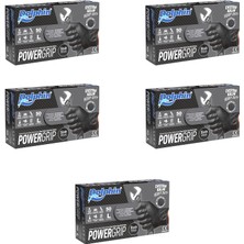 Dolphin Nitril Powergrip Ekstra Kalın Elmas Dokulu Eldiven Siyah Large Büyük Boy - 50'li 5 Paket