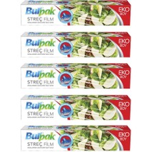 Burpak Eko Şeffaf Mutfak Rulo Streç Film Folyo - 45 Cm. x 166 Metre - 9.5 Mikron - Gıdaya Uygun - 5 Paket