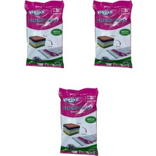 Vindex Vakumlu Giyisi Yastık Yorgan Saklama Torbası Poşeti Hurç - Mega - 100X130 Cm. - 3 Paket