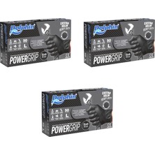 Dolphin Nitril Powergrip Ekstra Kalın Elmas Dokulu Eldiven Siyah Large Büyük Boy - 50'li 3 Paket
