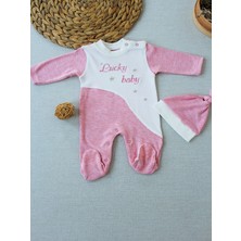 Diji Baby 0-3 3-6 Ay Lucky Baby Nakışlı Es Çizgi Boy Şapkalı Kız Bebek Tulumu