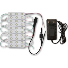 Amber LED Mercekli Modül LED 10 Adet Yeşil Tak Çalıştır Hazır Set Ürün Adaptör ve Aç-Kapa Anahtar Dahil, Mutfak, Ayna, Tezgah, Akvaryum, Vitrin Aydınlatma, Suya Dayanıklı